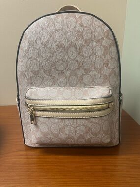 New Coach Mini Backpack Signature Print with Gold Hardware